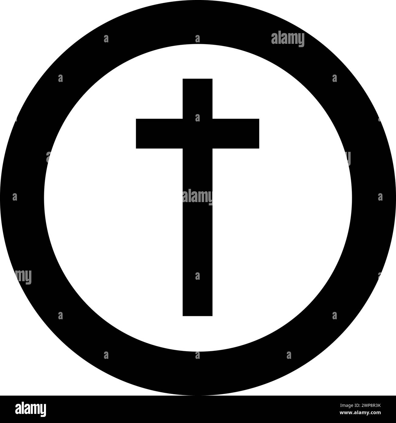 Icona a croce in cerchio colore nero rotondo immagine vettoriale stile contorno solido semplice Illustrazione Vettoriale