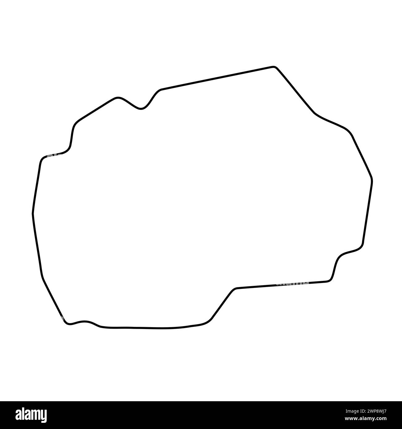 Mappa semplificata del paese della Macedonia del Nord. Contorno nero sottile. Semplice icona vettoriale Illustrazione Vettoriale