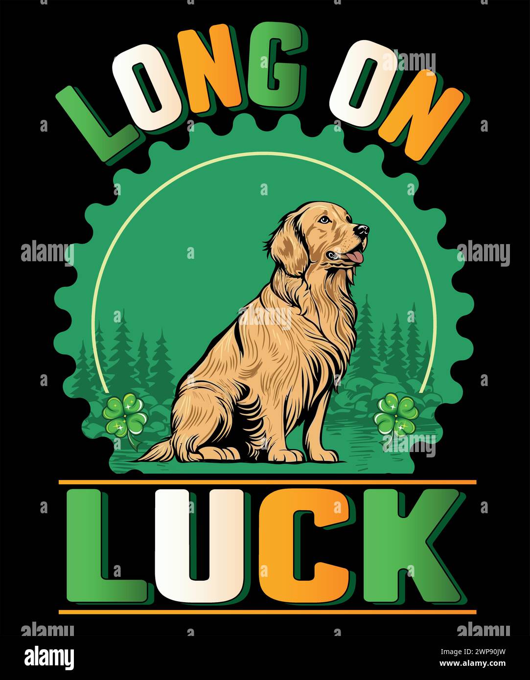 T-shirt per il giorno di San Patrizio per gli amanti dei cani. T-shirt PET lover. Molto sulla fortuna. Illustrazione Vettoriale