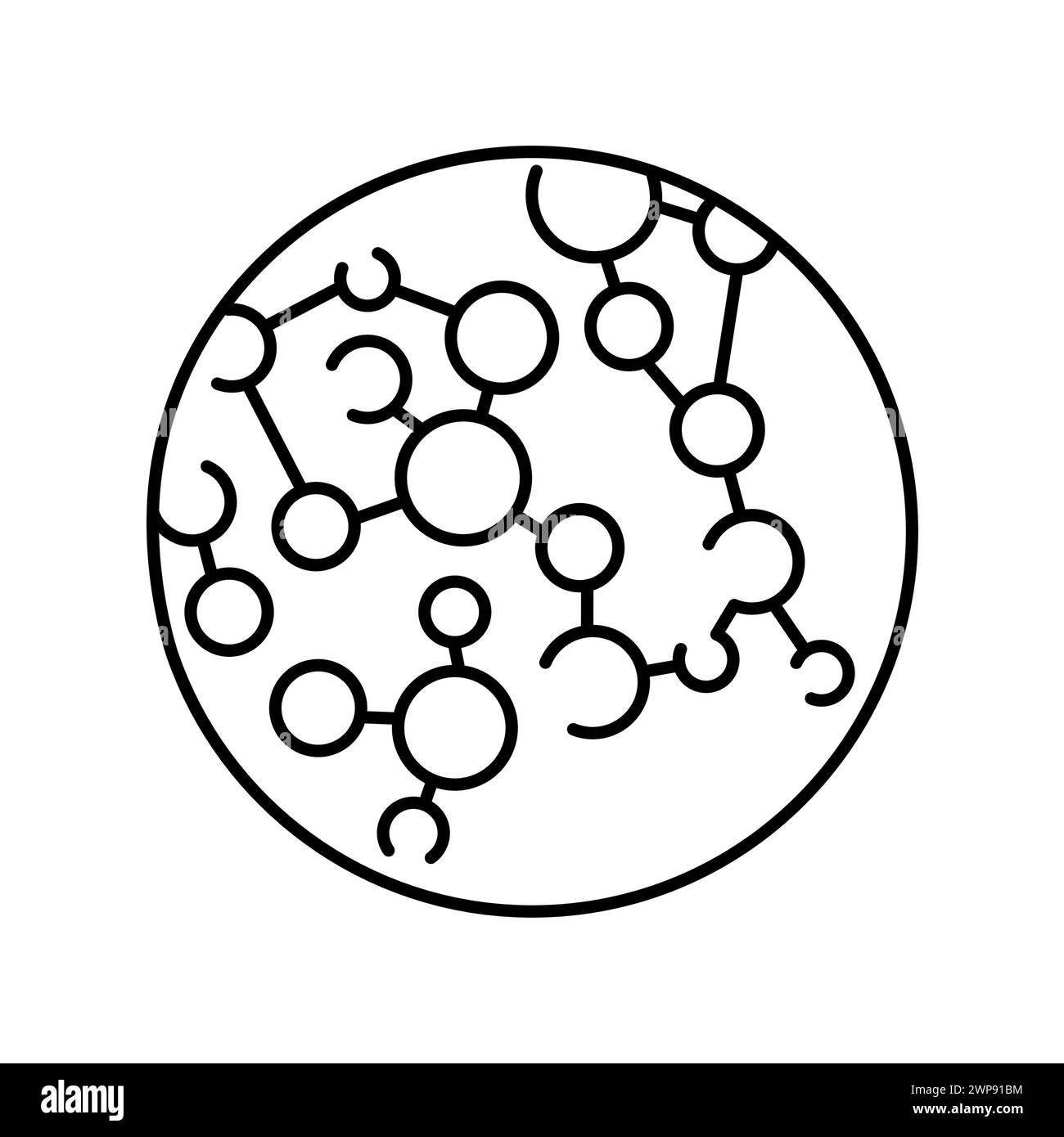 Icona della linea di colore della macromolecola. Organizzazione nell'organismo. Elemento isolato vettore. Tratto modificabile. Illustrazione Vettoriale
