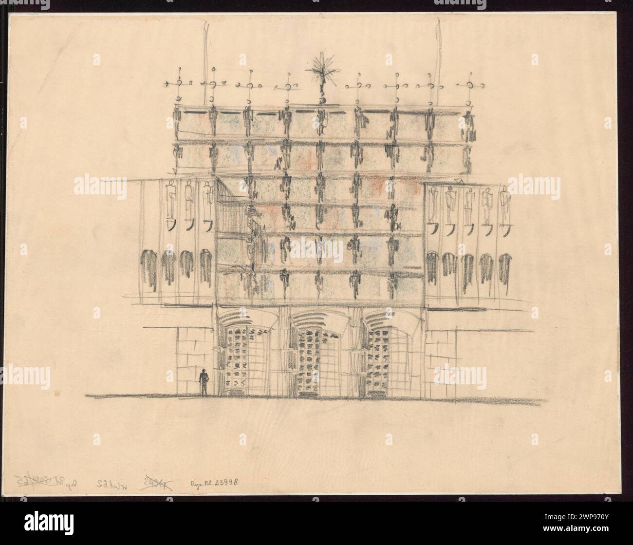 Studio della facciata del portico del Tempio della Divina Provvidenza a Varsavia da parte di Bohdan Pniewski, creato nel 1938 e conservato come dono. Foto Stock
