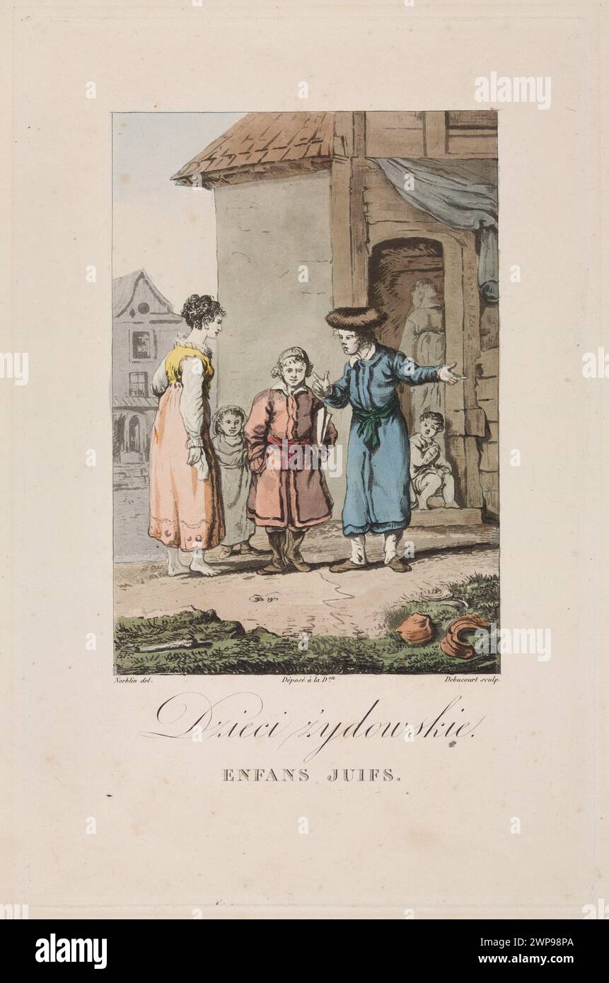 Children Debucourt, Philibert-Louis (1755-1832), Norblin de la Gourdaine, Jean Pierre (1745-1830), Gillé Fils (Parigi 1818 (1817-00-00-1818-00-00);Méyet, Leopold (1850-1912), Méyet, Leopold (1850-1912)-Collection, Polonia, dono (provenienza), bambini, etnografia, francese (cultura), Giudaica, Polonia (cultura), costumi popolari, tipi di genere, ebrei Foto Stock