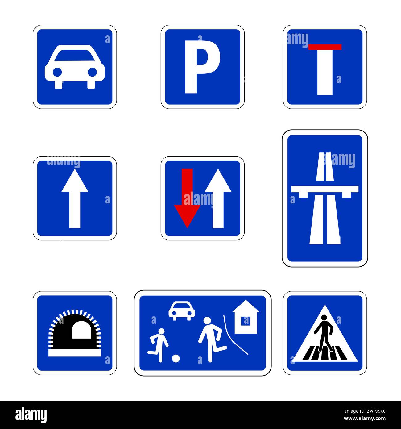 Segnali stradali prioritari. Segnali stradali obbligatori. Norme sulla circolazione stradale. Illustrazione vettoriale. immagine stock. EPS 10. Illustrazione Vettoriale