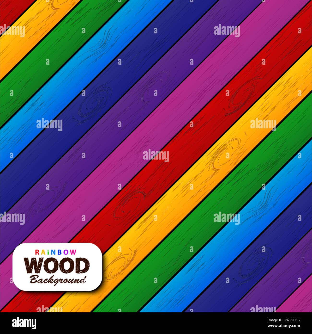 Sfondo arcobaleno colorato in legno, illustrazione vettoriale Illustrazione Vettoriale
