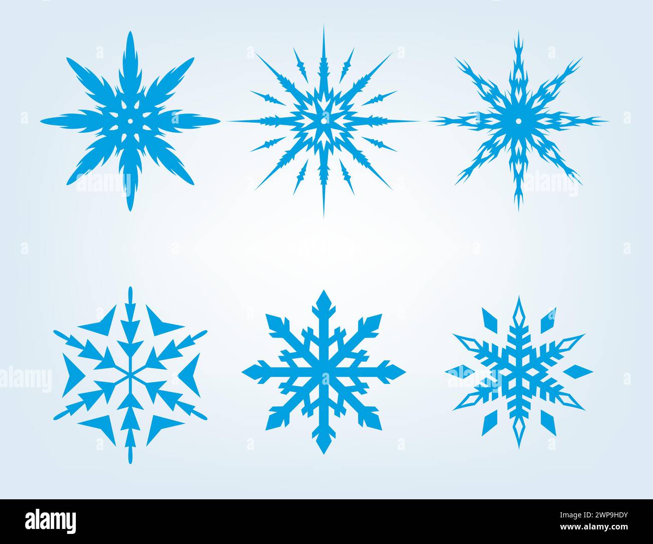 Set vettoriale Blue Snowflake, illustrazione vettoriale Illustrazione Vettoriale