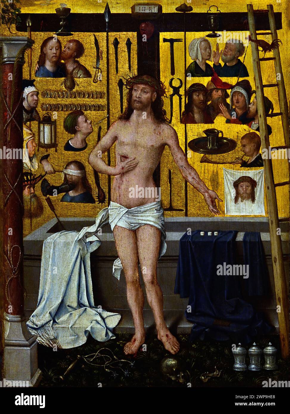 Cristo con gli strumenti della passione 1507 di Goswin van der Weyden 1465 -1538 Museo reale di Belle Arti, Anversa, Belgio, Belgio. Foto Stock