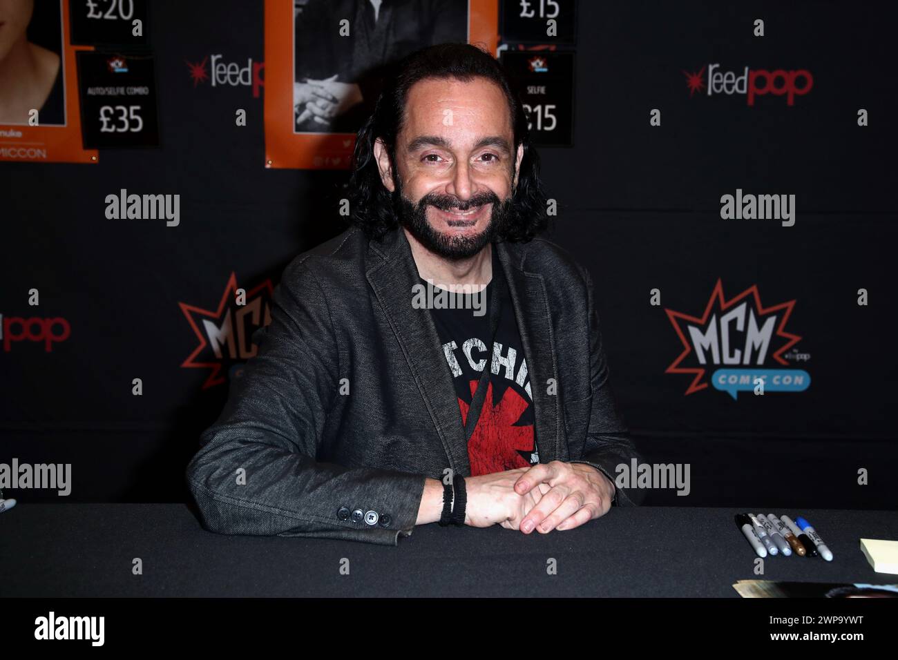 Scott Schlaffo partecipa a MCM Comic con London 2019, Excel London, Foto Stock