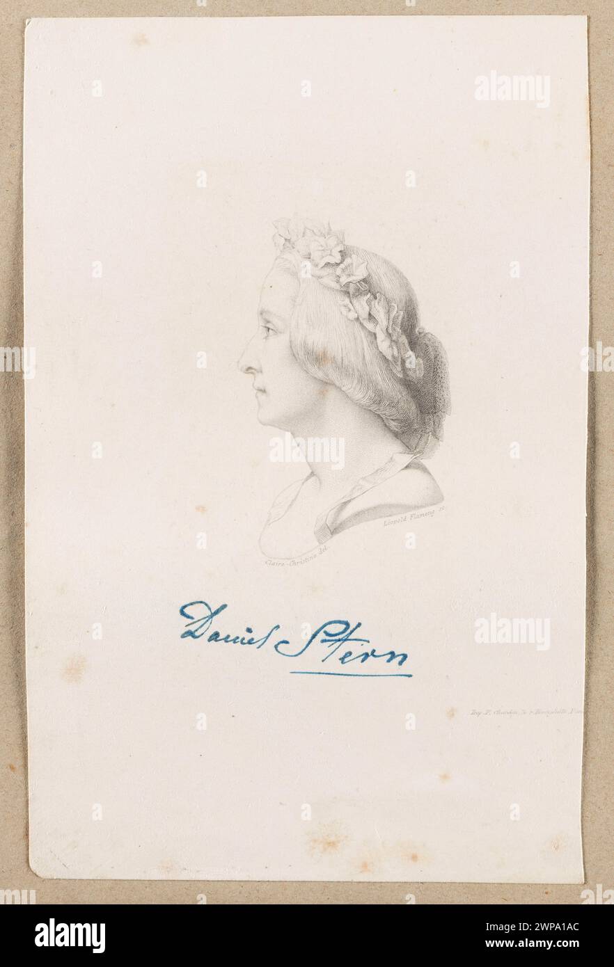 Ritratto di Marie de Flavigny, Comtesse d'Ogult, creato nel 1859 da Léopold Flameng, stampato da Chardon, che mostra l'abbigliamento aristocratico francese del XIX secolo e lo stile ritrattistico. Foto Stock