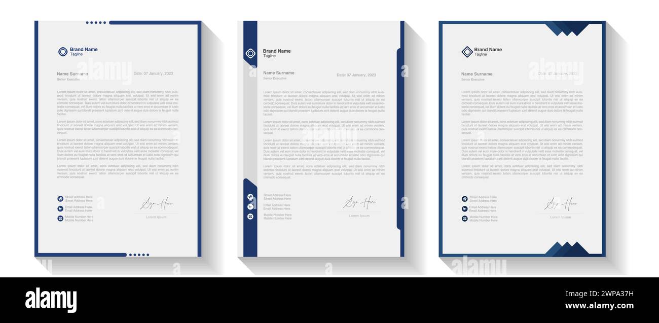 Pacchetto di carta intestata moderna, creativa e pulita, in stile aziendale per il progetto aziendale. Impostare per la stampa. moderna carta intestata business dal design astratto Illustrazione Vettoriale