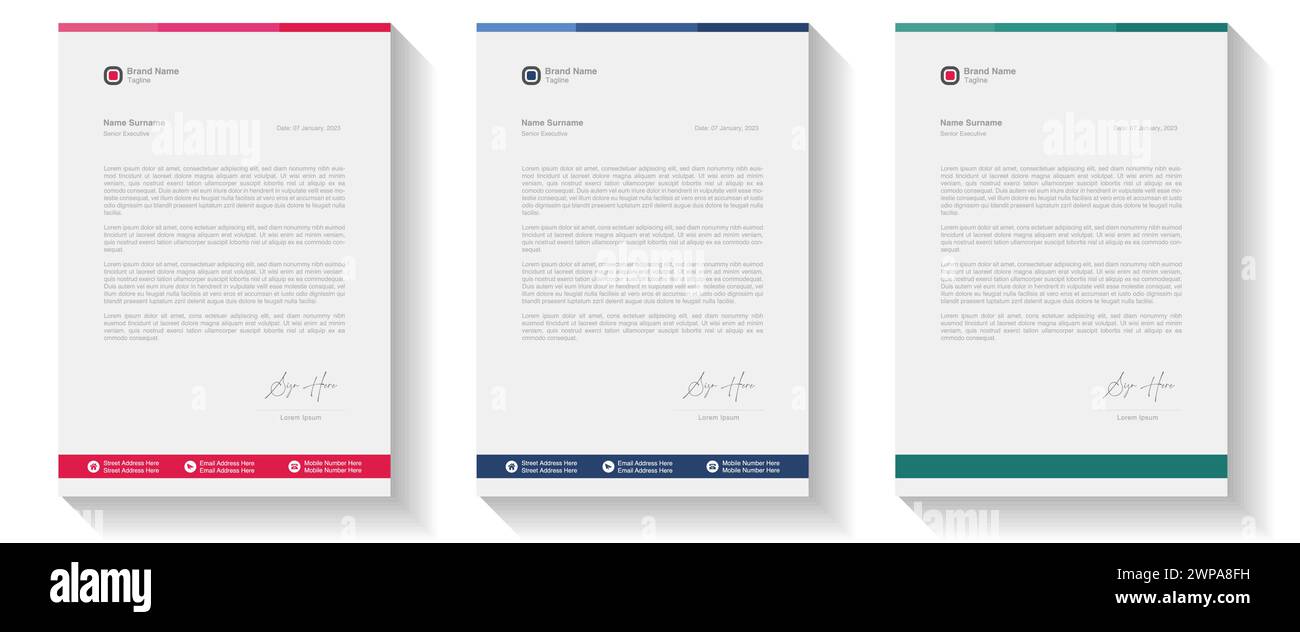 Pacchetto di carta intestata moderna, creativa e pulita, in stile aziendale per il progetto aziendale. Impostare per la stampa. moderna carta intestata business dal design astratto Illustrazione Vettoriale