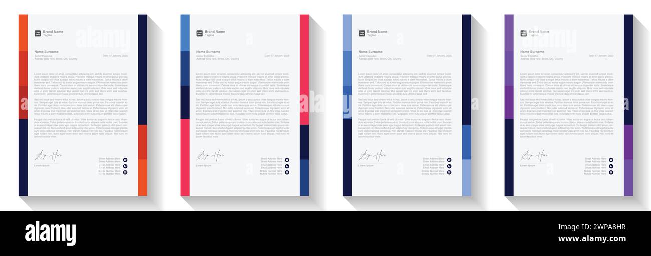 Pacchetto di carta intestata moderna, creativa e pulita, in stile aziendale per il progetto aziendale. Impostare per la stampa. moderna carta intestata business dal design astratto Illustrazione Vettoriale