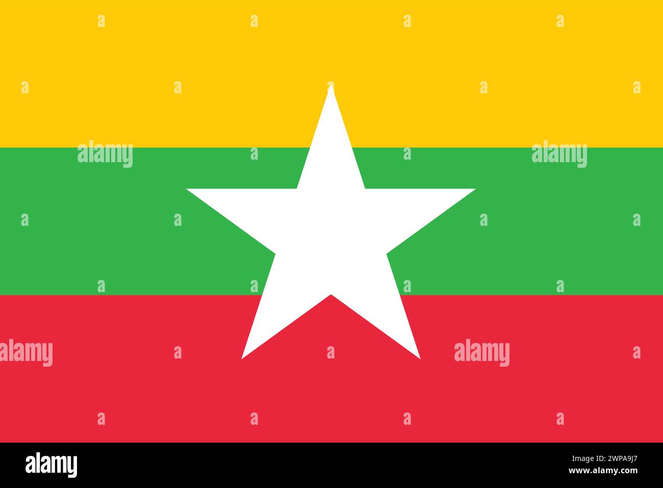 Bandiera nazionale del Myanmar, segno del Myanmar, bandiera del Myanmar Illustrazione Vettoriale