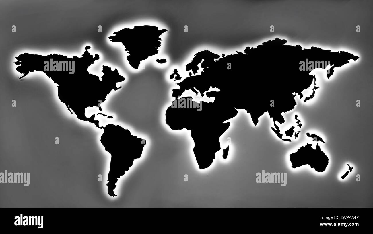 Mappa del mondo in bianco e nero astratta Foto Stock