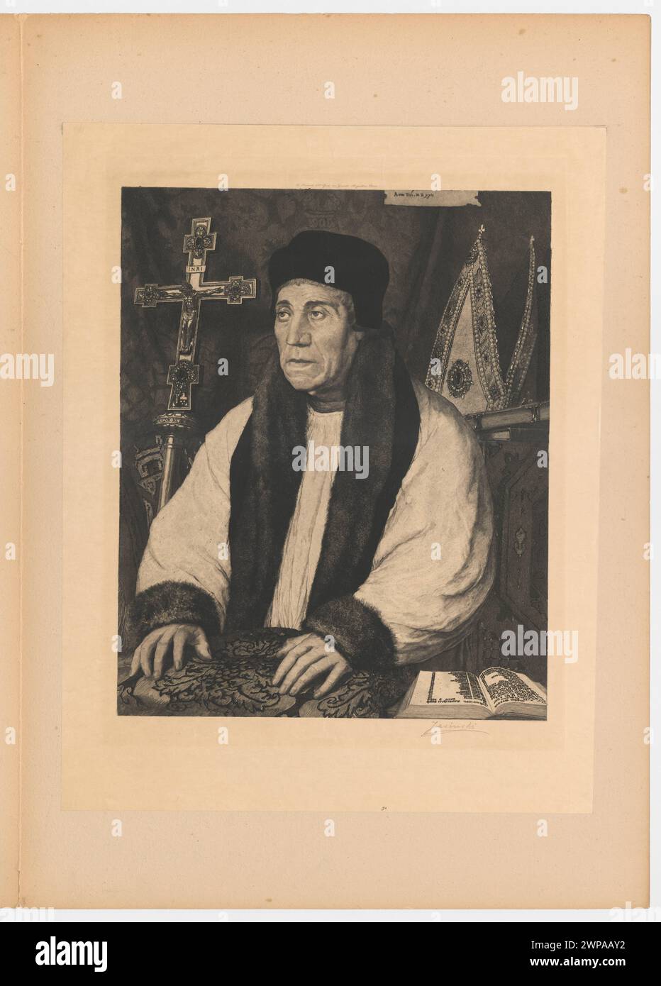 William Warham, Archevéque de Canterbury, Stan VIII (stampa editoriale); Jasi Ski, Feliks Stanis AW (1862-1901), Holbein, Hans (1497 CARS 1498-1543; mmia), Dumont, L. (Parigi 1887 (1887-00-00-1887-00-00 Studziński-00-00-00);Studziński, Franciszek (1895-1967), Franciszek (1895-1967)-Collection, Warham, Guglielmo (1450-1532), arcivescovi, clero, francese (cultura), grafica francese, grafica polacca, grafica riproduttiva, infules, circuiti giapponesi , croci, libri, stampe editoriali, Polonia (cultura), ritratti da uomo, acquisto (provenienza) Foto Stock