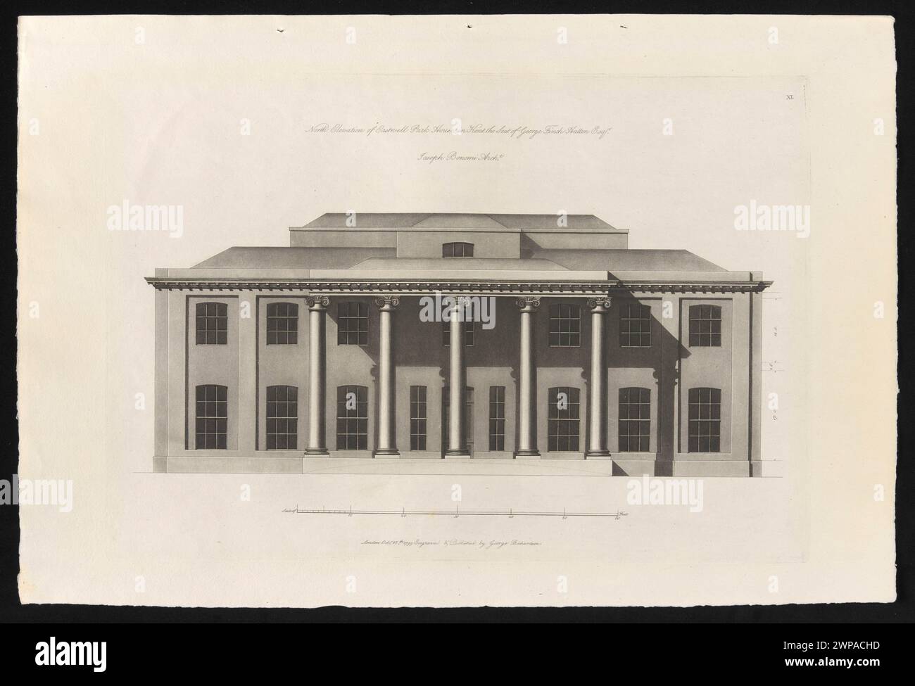 Elevazione semi-anonima di Eastwell Park House nel Kent, residenza di George Finch Hatton; Richardson, George (1736-1817), Bonomi, Joseph (1739-1808), Richardson, George (Londra; editore; FL CA 1766-1816); 1802-1808 (edizione); 1799 (matrice) (1799-00-00-1808-00-00-00); Foto Stock