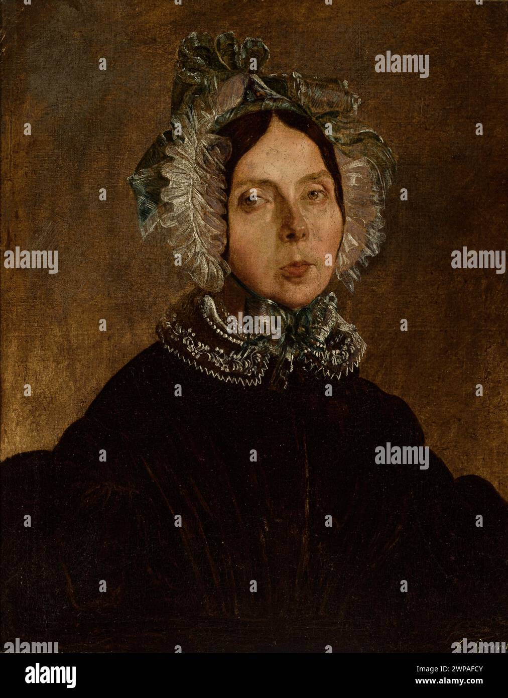 Ritratto di una donna in un cappuccio di pizzo; Pluma, Feliks (1804-1862); 1837 (1837-00-00-1837-00-00); berretto, ritratti femminili, abiti Foto Stock