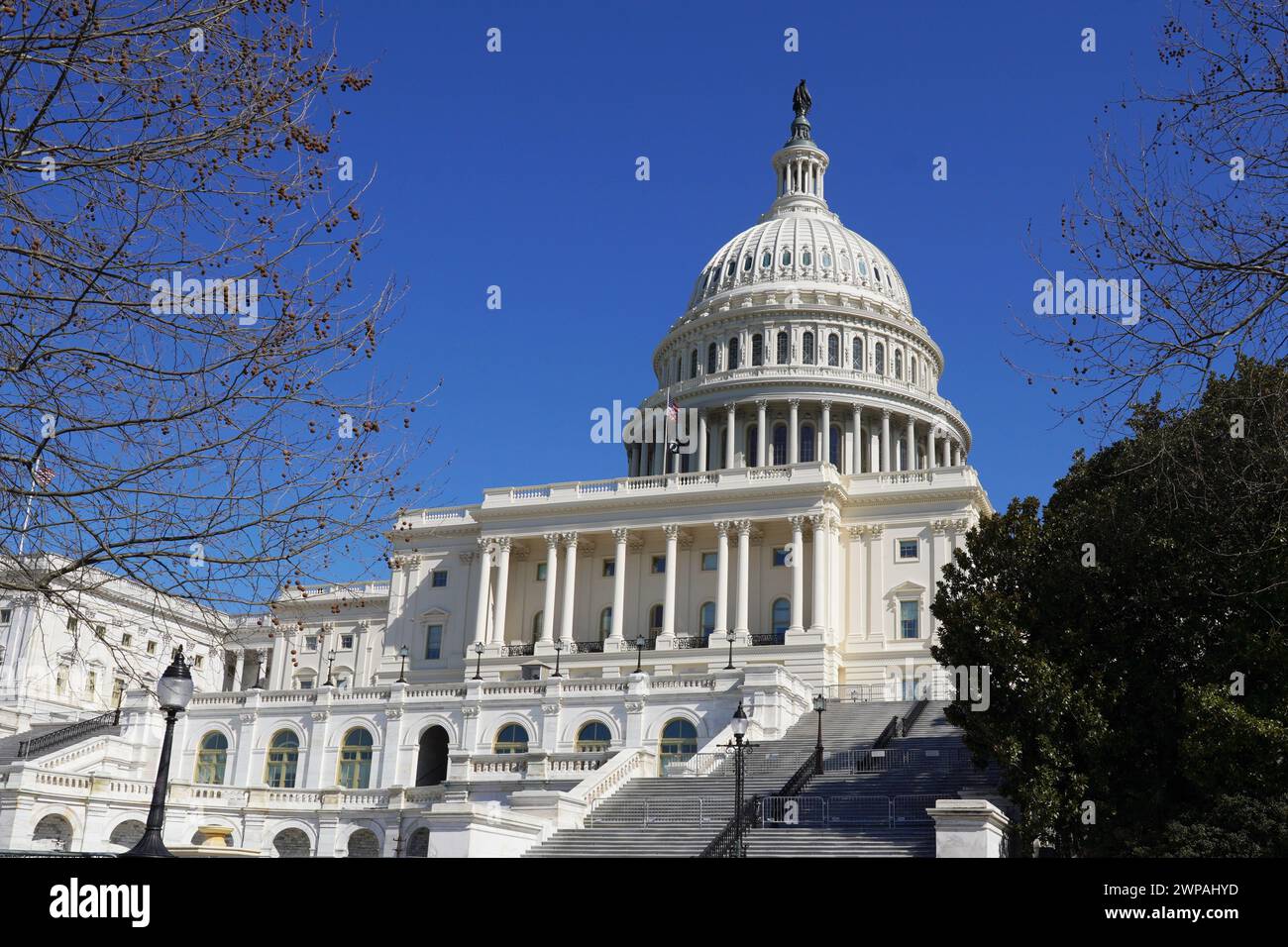 Campidoglio DEGLI STATI UNITI a Washington DC sotto un cielo blu Foto Stock