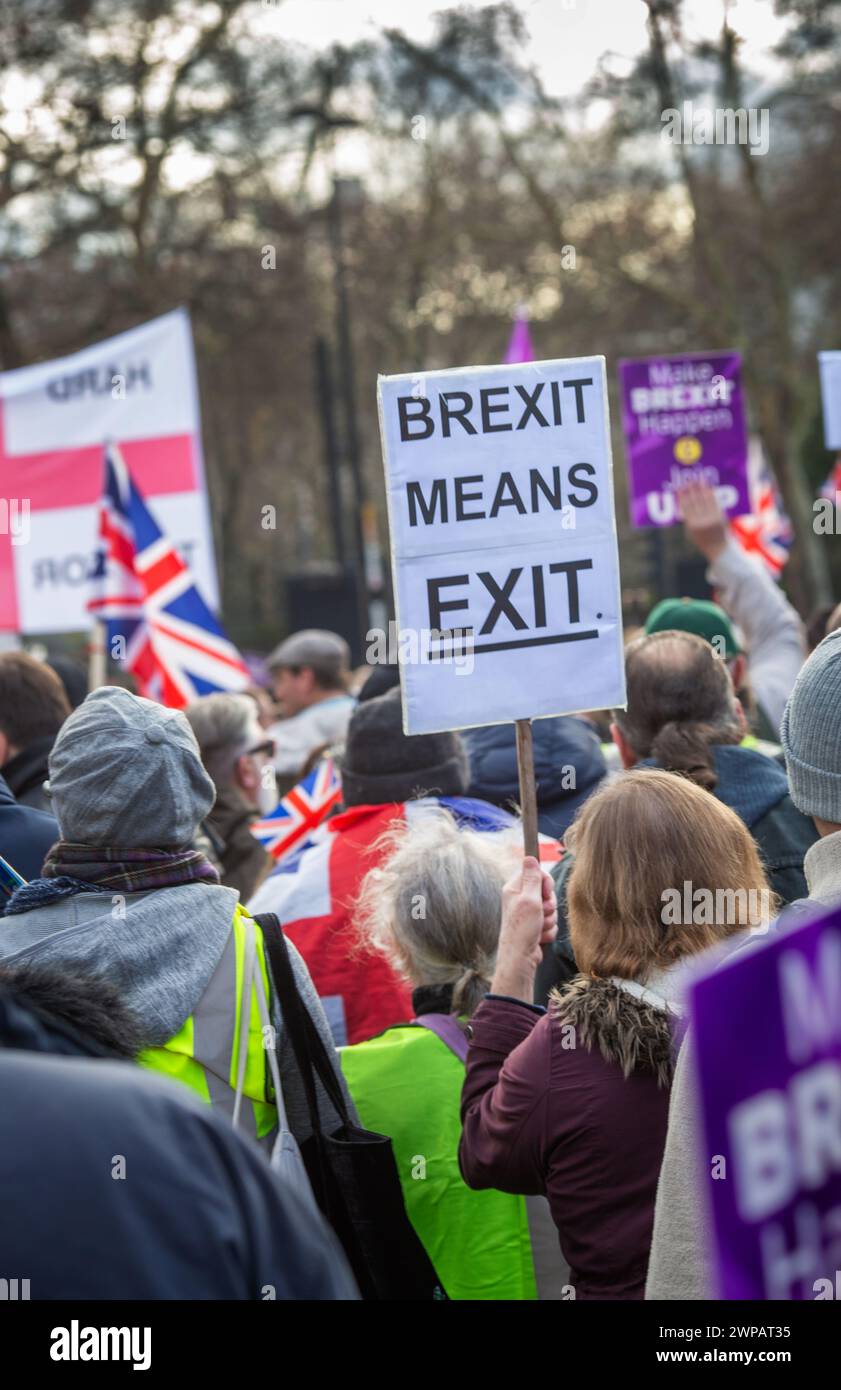 Brexit significa Exit Protestation march in London, 9 dicembre 2018 Foto Stock