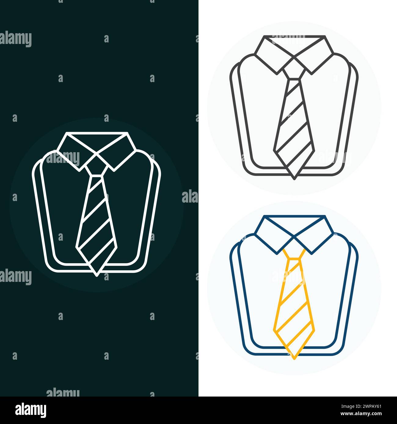 T shirt con cravatta e cravatta grafica dell'icona di illustrazione vettoriale Illustrazione Vettoriale