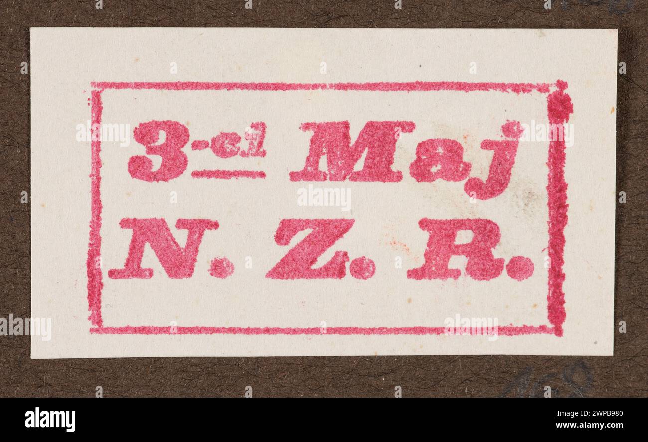Stampa occasionale prodotta dal sindacato nazionale dei lavoratori tra il 1915 e il 1920 con il testo "3 maggio n.z.r." Foto Stock
