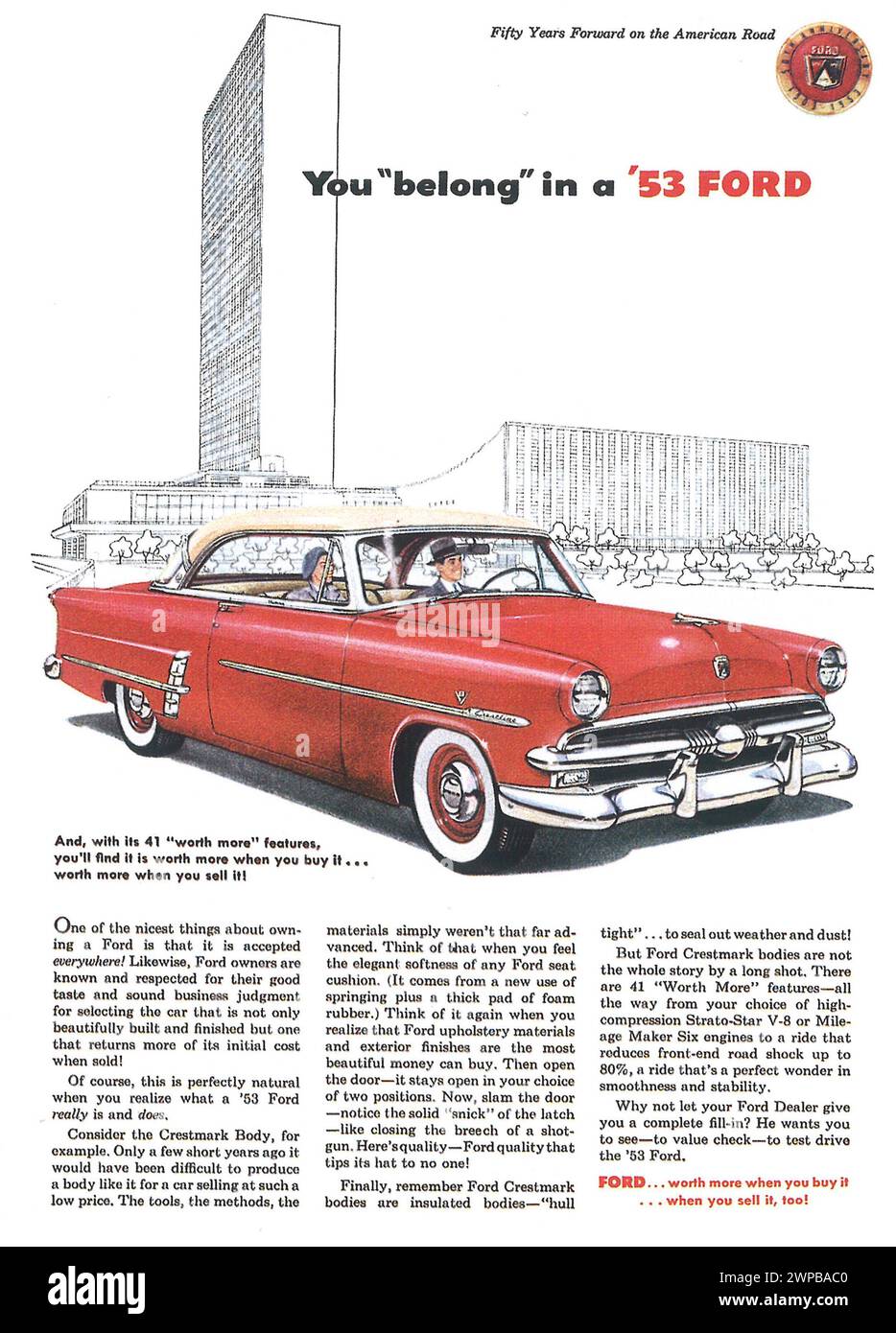 1953 pubblicità a mezzo Stampa Ford Crestmark Foto Stock