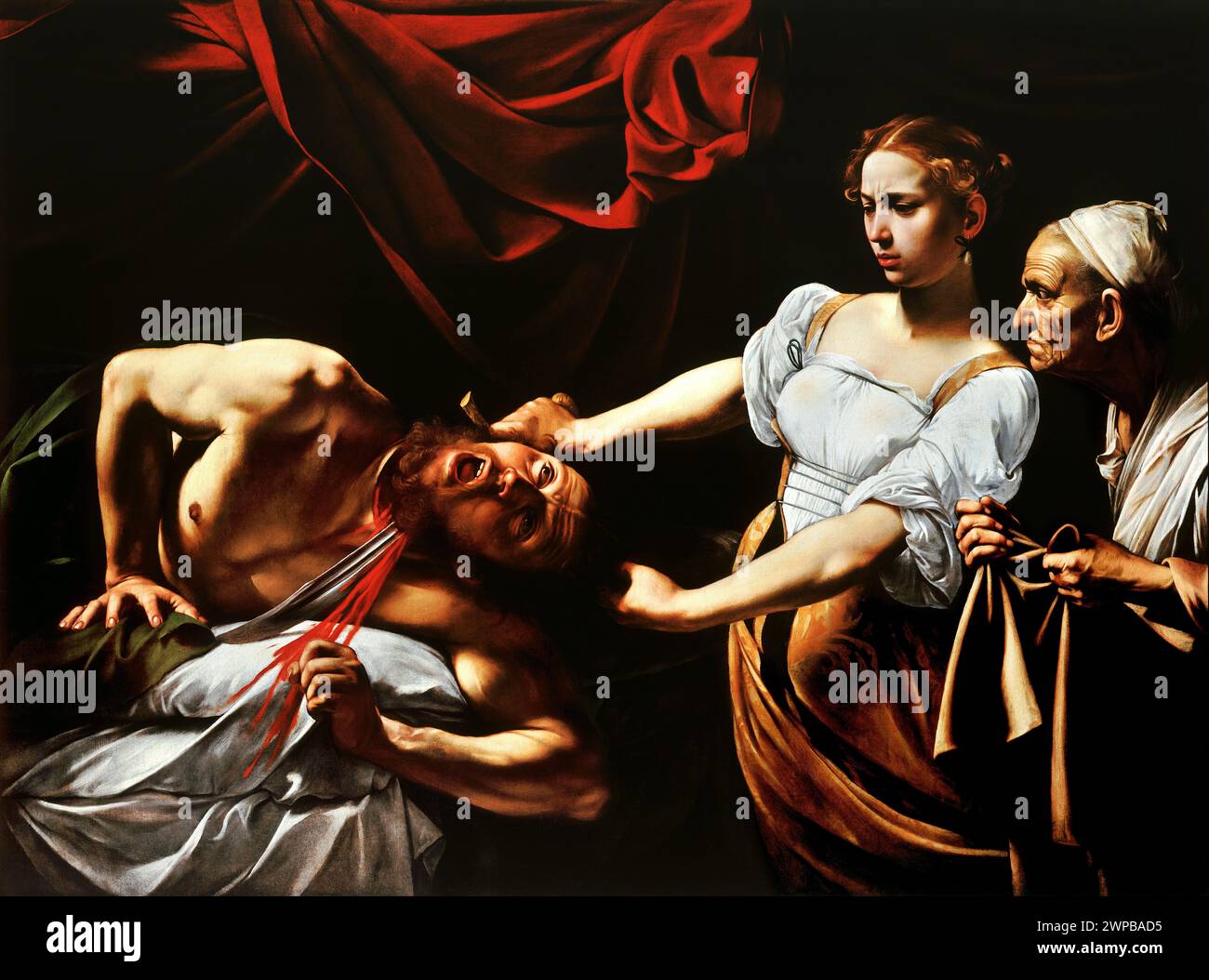 Judith Beheading Holofernes. Caravaggio. c1598-1599. Foto Stock