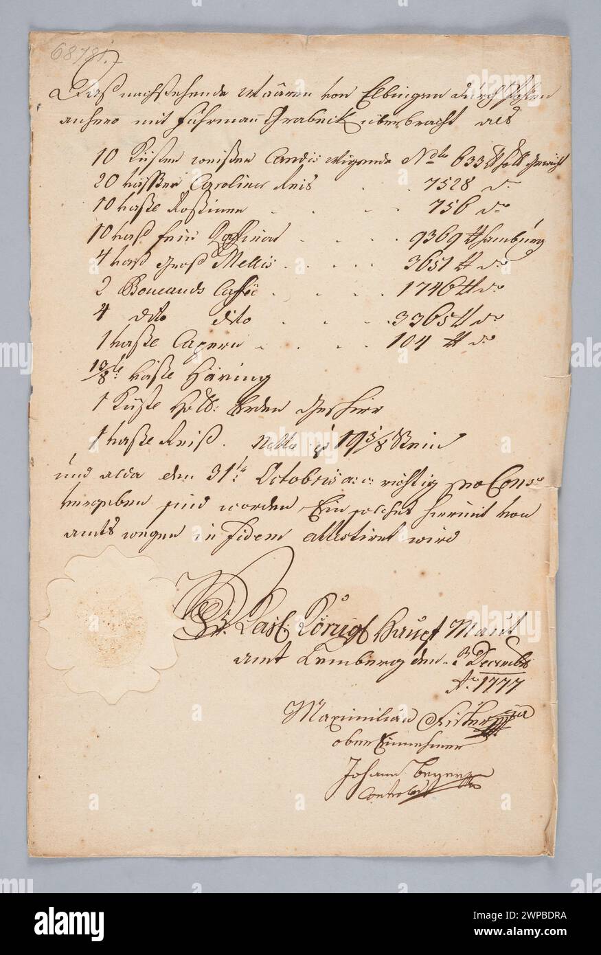 1777 registrazione delle attrezzature da forno, con indicazione dettagliata degli strumenti, della gestione e dell'uso operativo in contesti amministrativi o industriali europei. Foto Stock