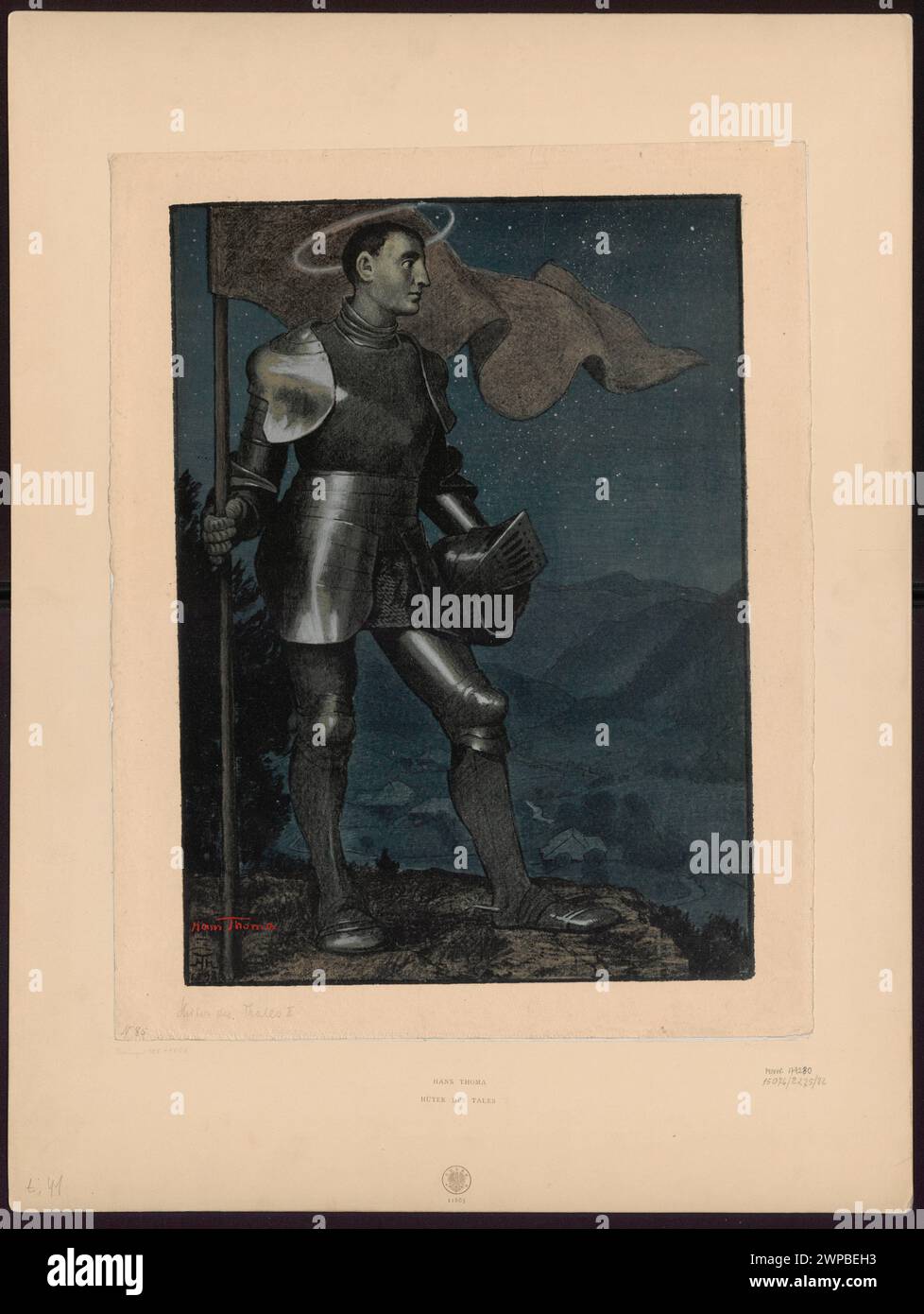 Dipinti che mostrano paesaggi di montagna con figure di cavalieri, ispirati alla mitologia tedesca, nella collezione del Schlesisches Museum der Bildenden Künste. Foto Stock