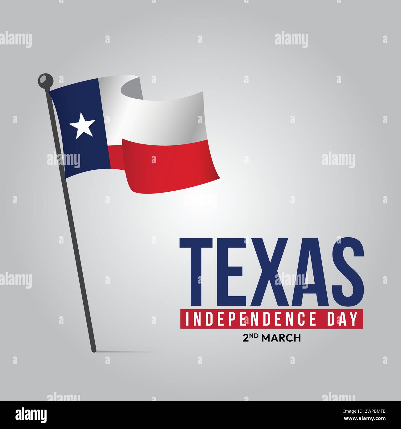 Giorno dell'indipendenza del Texas 2 marzo sfondo, bandiera dello stato del Texas, biglietto d'auguri, banner, poster, illustrazione vettoriale Illustrazione Vettoriale