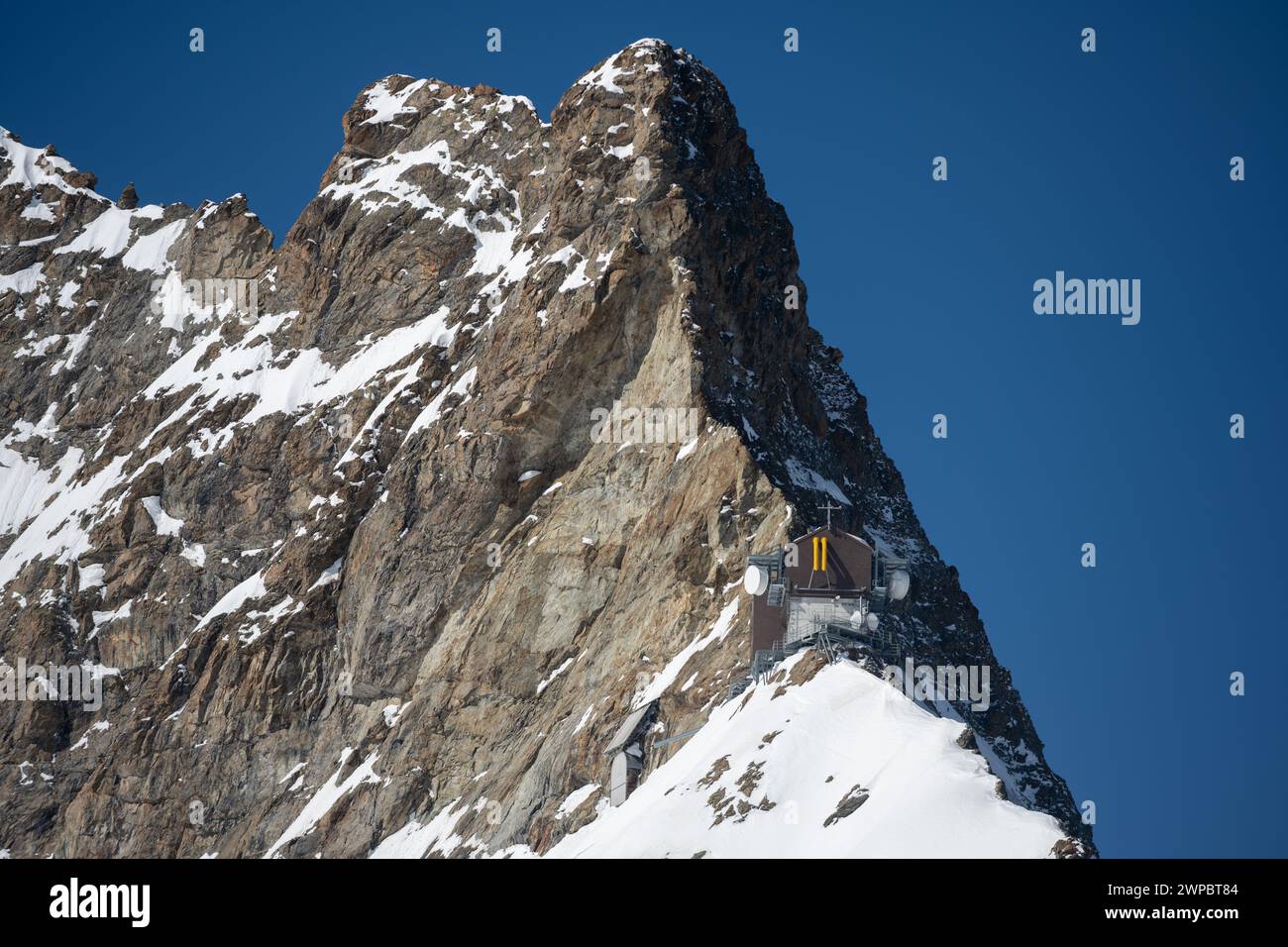 Cima dell'Europa, osservatorio della Sfinge in cima a Junfrau in Svizzera, la vetta delle Alpi Foto Stock