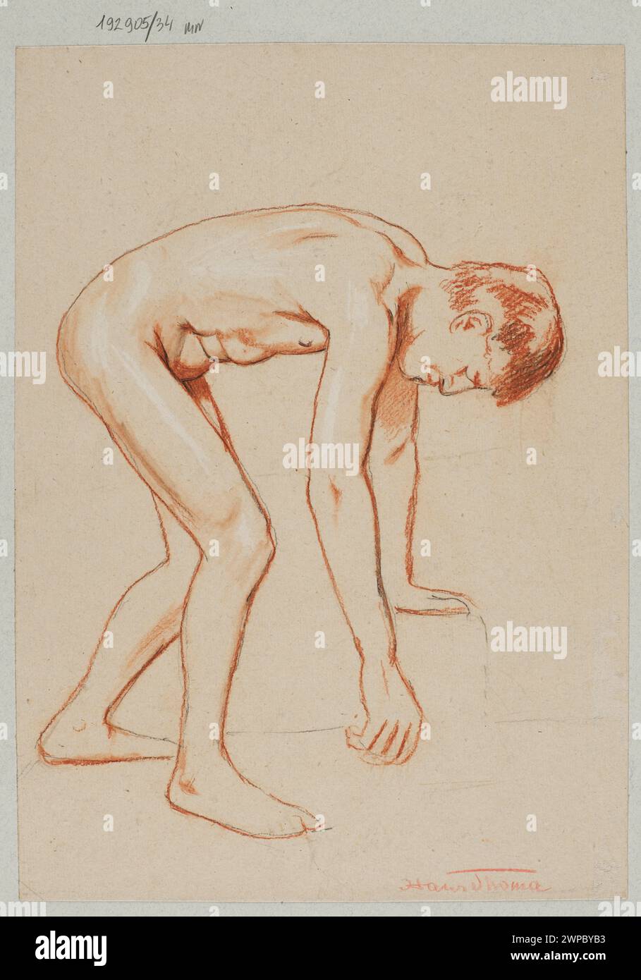 Questo dipinto del 1890-1900 di Hans Thoma raffigura un giovane uomo inclinato in avanti di profilo, illustrando tecniche di ritrattistica realistiche della fine del XIX secolo. Foto Stock