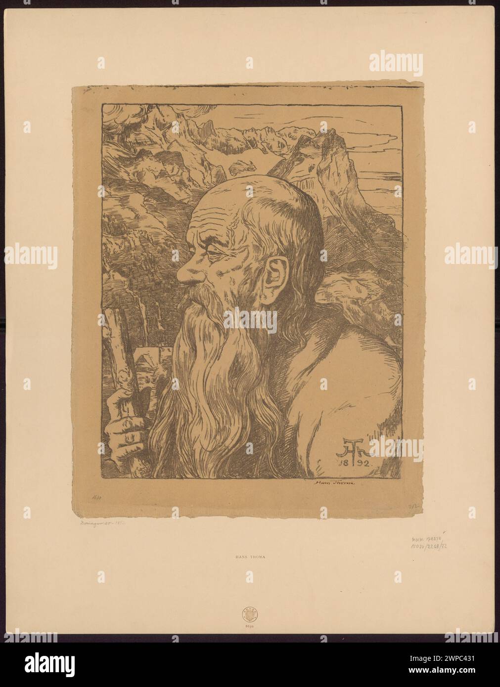 Raffigurazione delle Alpi bavaresi con mistici paesaggi montani, che riflettono la mitologia tedesca, dalla collezione Schlesisches Museum der Bildenden Künste. Foto Stock