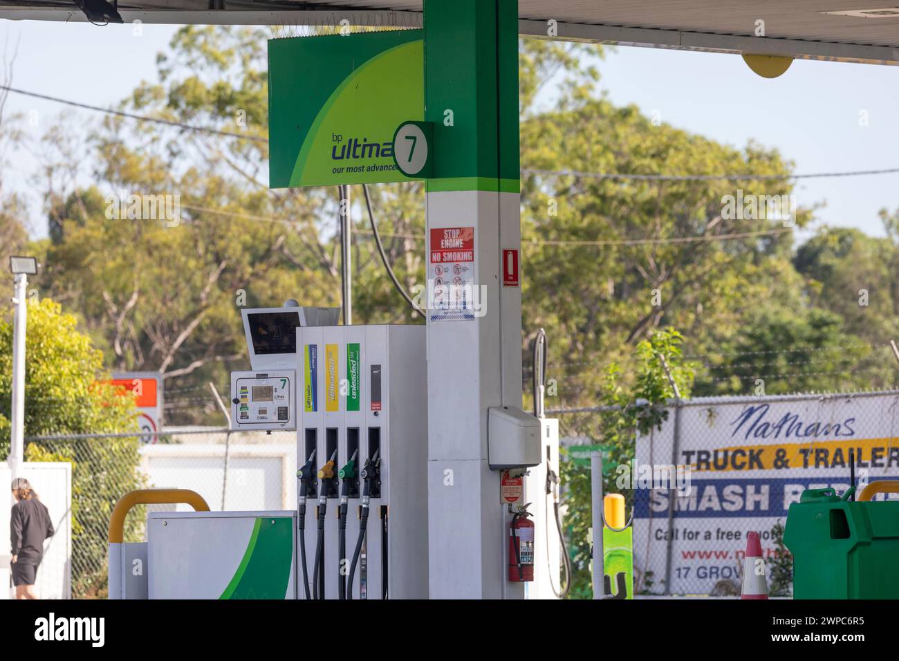 Stazione di rifornimento e benzina BP a Werrington, Western Sydney, NSW, Australia, 2024 Foto Stock