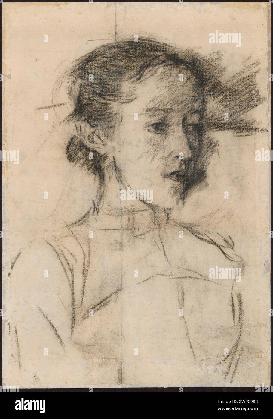 Ritratto di Maria Ebersberger di Wilhelm Leibl, 1894, che documenta tratti facciali, abbigliamento e ritrattistica femminile del XIX secolo, parte della collezione Sachs e Schlesisches Museum Holdings. Foto Stock