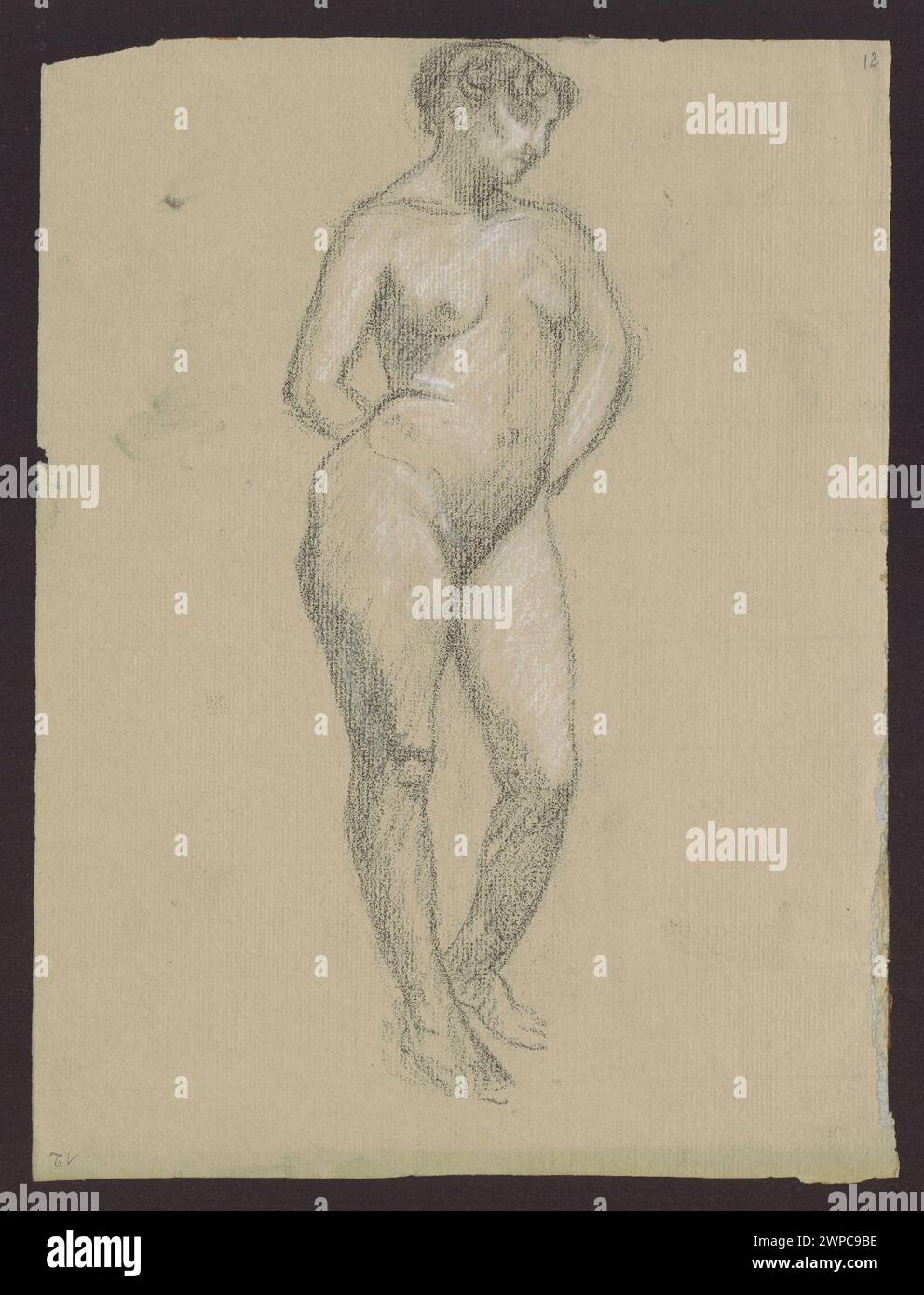 Questa scheda di 1908-1910 schizzi di Tadeusz Makowski mostra disegni preliminari che enfatizzano la composizione, la figura e il design. Fa parte della sua prima esplorazione delle forme d'arte moderne polacche. Foto Stock