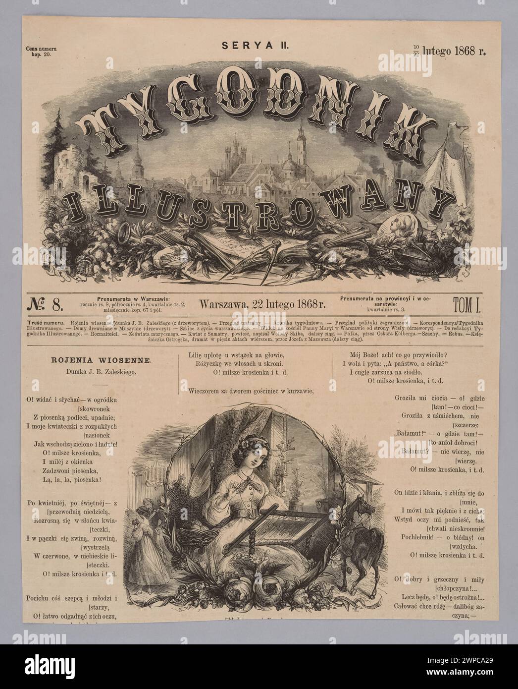 Illustrazione per Dumka 'Spring' Józef Bohdan Zaleski; Z: 'Tygodnik Ilustrowany' 1868, No. 8 (22 febbraio), p. 95 (pagina del titolo); Kossak, Juliusz (1824-1899), unknown, Ilustrowany Weekly (Varsavia; caricatore; 1859-1939); 1868 (1868-00-00-1868-00-00); Foto Stock