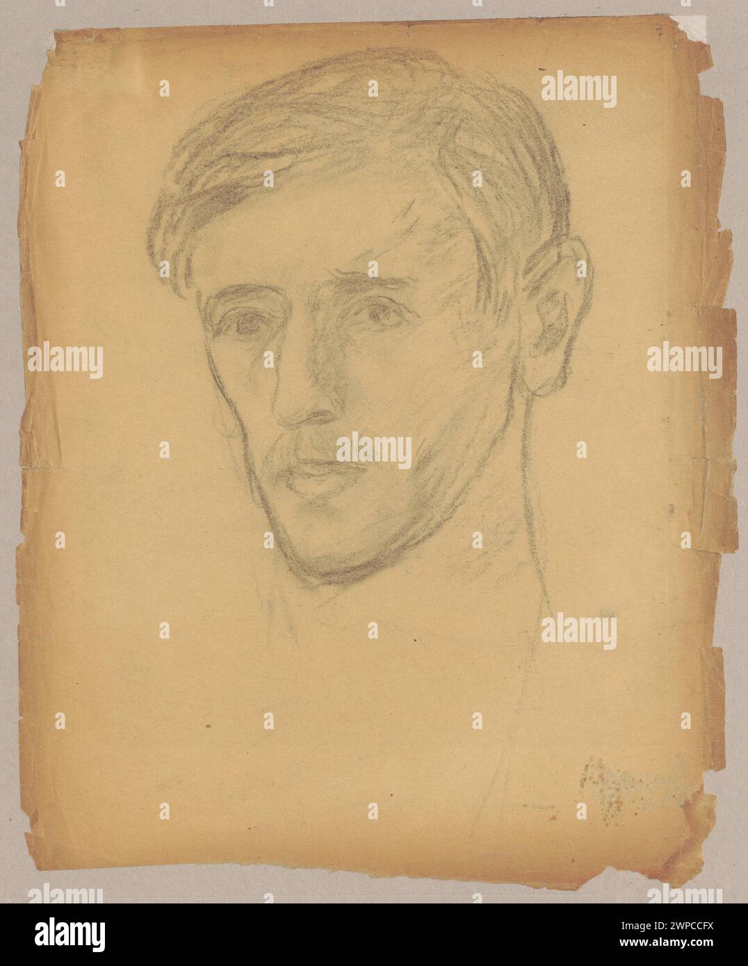 Questo autoritratto di Tadeusz Makowski, intorno al 1909, mostra che l'artista ha girato tre quarti a sinistra, evidenziando le caratteristiche facciali e l'auto-rappresentazione. Foto Stock