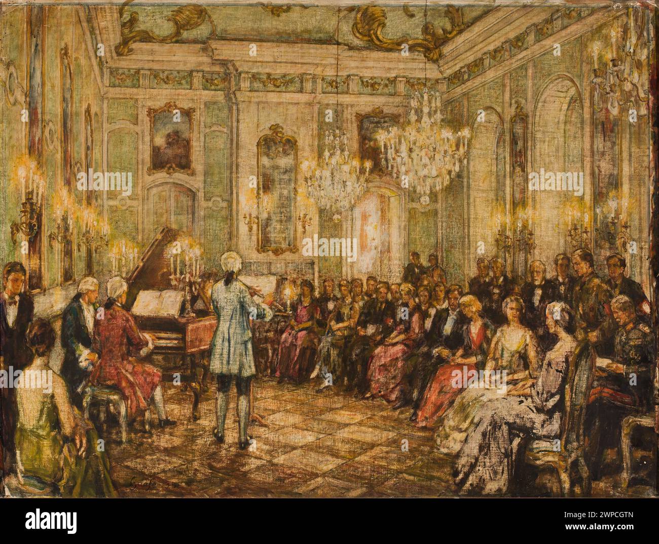 Tavola rotonda "Concerto" di Gaase, 1935, che rappresenta musicisti in una composizione strutturata. Foto Stock