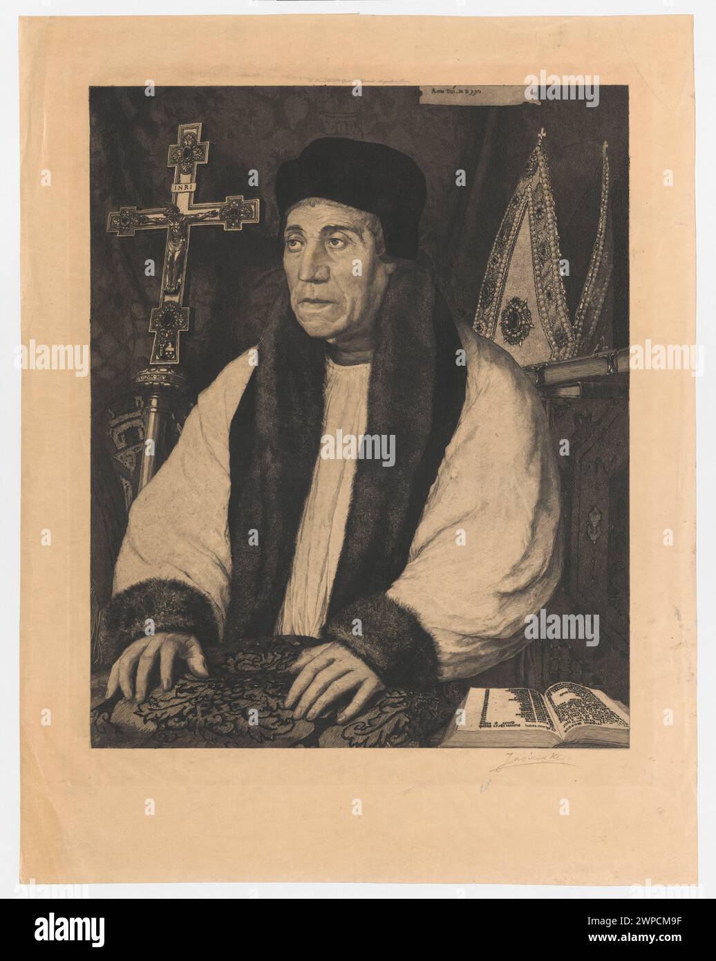 William Warham, Archevéque de Canterbury, Stan VIII (stampa editoriale); Jasi Ski, Feliks Stanis AW (1862-1901), Holbein, Hans (1497 CARS 1498-1543; mmia), Dumont, L. (Parigi 1887 (1887-00-00-1887-00-00-00-00); Warham, William (1450-1532), Wellsz, Leopold (1882-1972), Wellisz, Wellisz, Leopold (1882-1972)-Collection, arcivescovi, clero, francese (cultura), grafica francese, grafica polacca, grafica riproduttiva, infules, circuiti giapponesi , croci, libri, stampe editoriali, Polonia (cultura), ritratti da uomo, acquisto (provenienza) Foto Stock