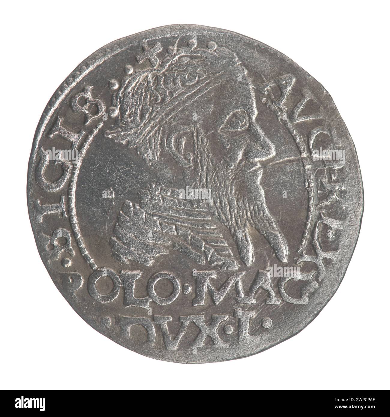 Penny lituano su stop Polonia; Zygmunt II agosto (re polacco; 1544-1572); 1567 (1546-00-00-1546-00-00); Foto Stock