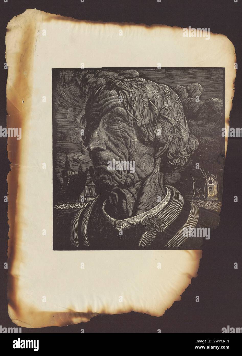 Un'illustrazione del 1913 di Władysław Skoczylas raffigurante la testa di un Highlander. Foto Stock