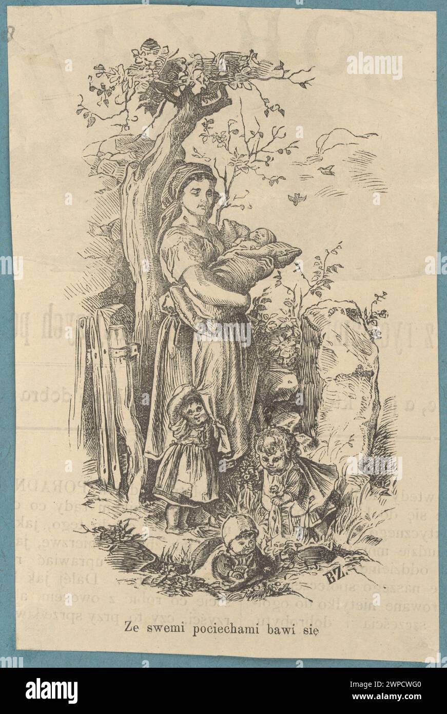 Illustrazione che raffigura Holom che gioca con i bambini, creata tra il 1880 e il 1900. Foto Stock