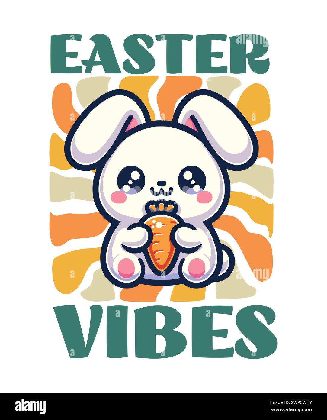 Design T-shirt per il giorno di Pasqua, design Easter Bunny Vector Illustrazione Vettoriale