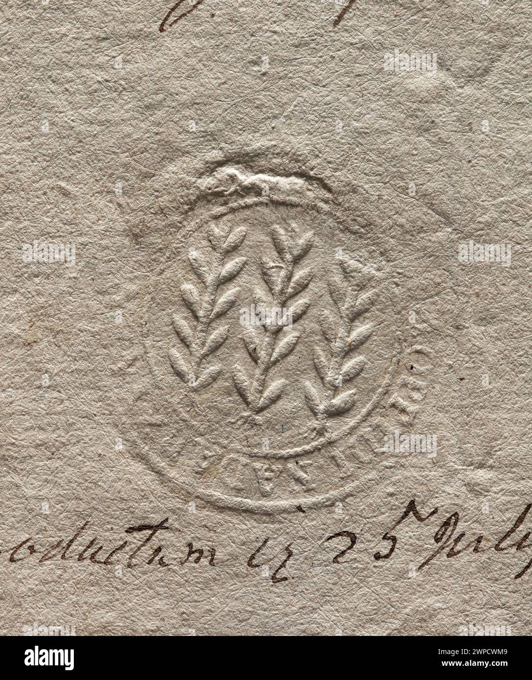 Raffigurazione del sigillo urbano di Nadarzyn del 1793, che mostra il sigillo ufficiale della città con lo stemma, parte della collezione di Witold Żurakowski. Foto Stock