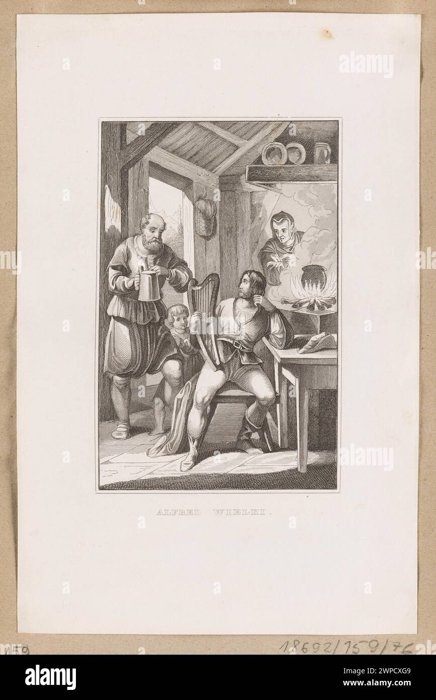 Illustrazione di Alfredo il grande, creata tra il 1853-1857 e pubblicata da Samuel Orgelbrand a Varsavia, che rappresenta rappresentazioni storiche del re inglese. Foto Stock