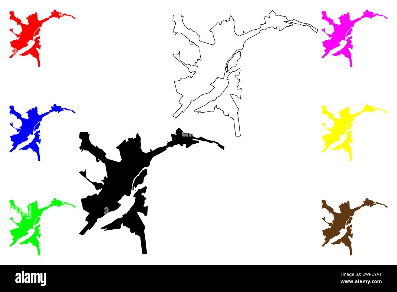 Governador Valadares città (Repubblica Federativa del Brasile, stato di Minas Gerais) illustrazione vettoriale della mappa, schizzo di scarabeo mappa di Governador Valadares Illustrazione Vettoriale