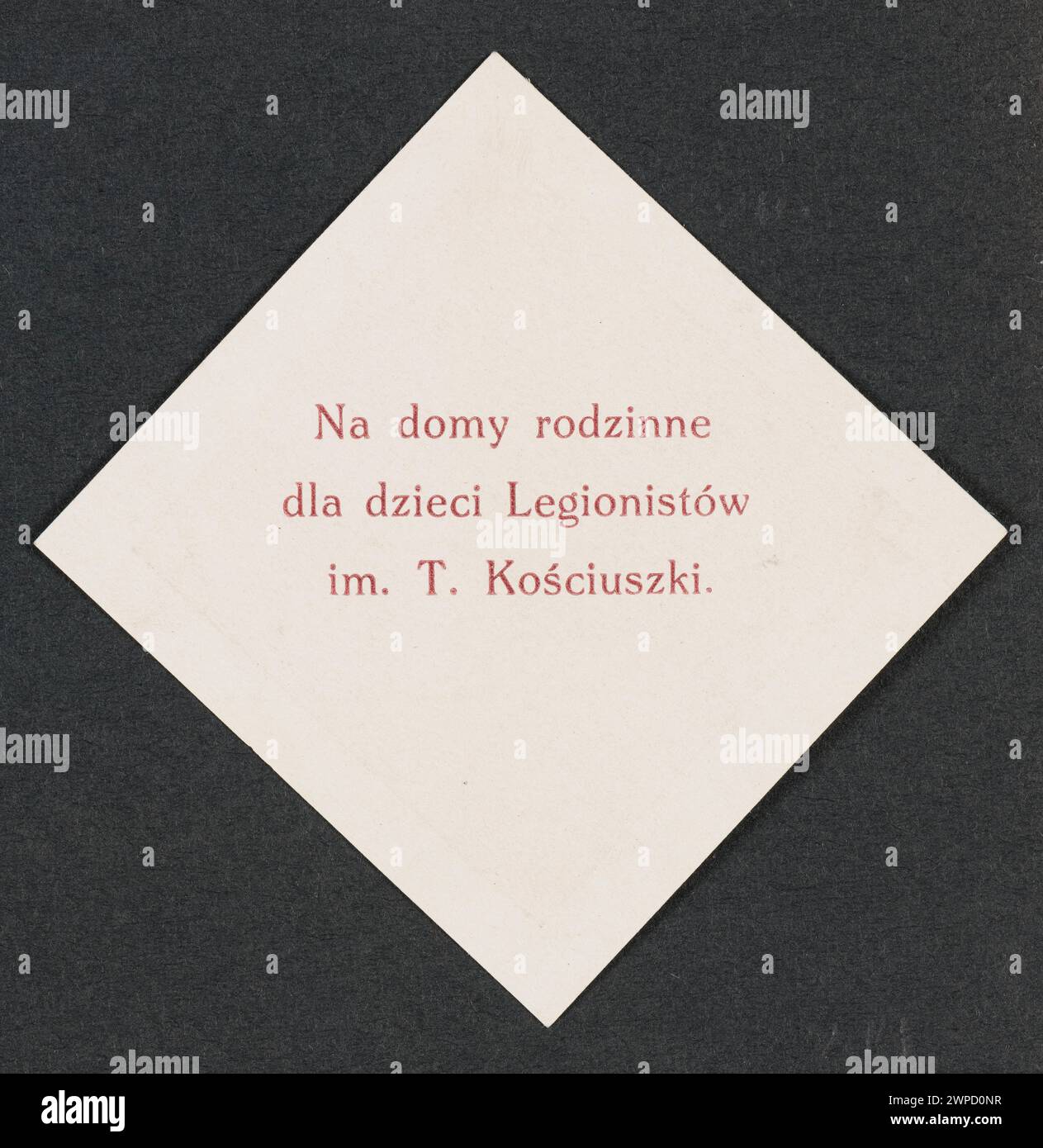Questo francobollo del 1914-1920 si riferisce alle case di famiglia per i bambini dei legionari e presenta un'illustrazione di un medaglione con la testa di Tadeusz Kościuszko. Foto Stock