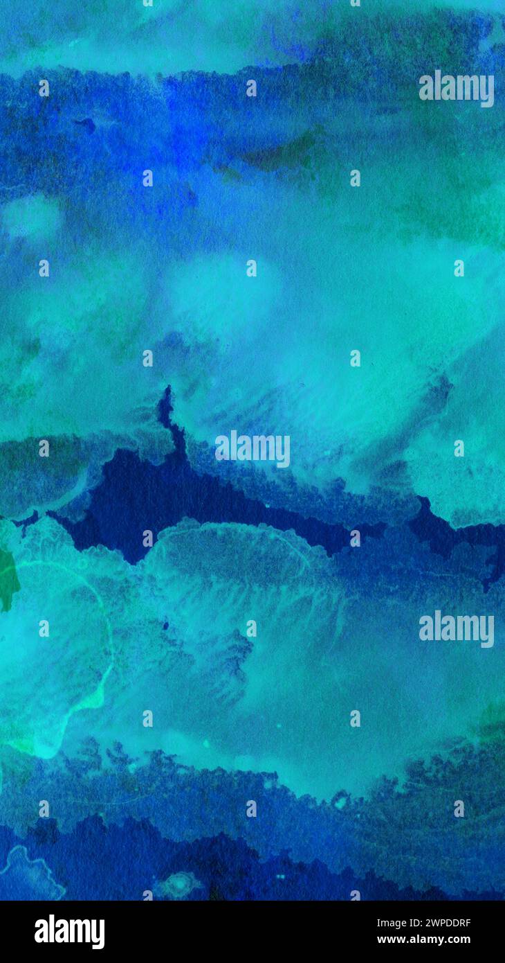 trama astratta creativa dell'acquerello blu scuro ciano. Foto Stock