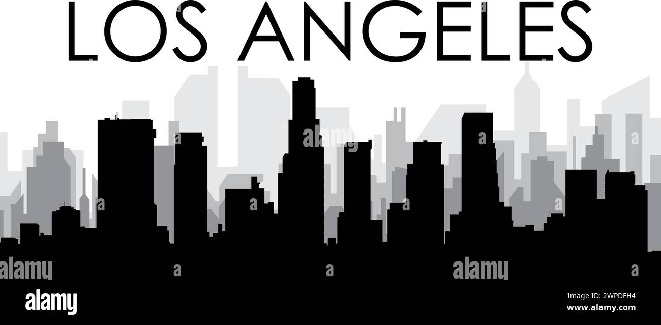 Paesaggio urbano skyline di LOS ANGELES, STATI UNITI D'AMERICA Illustrazione Vettoriale