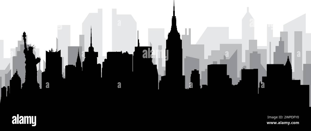 Panorama della città skyline di NEW YORK, STATI UNITI D'AMERICA Illustrazione Vettoriale